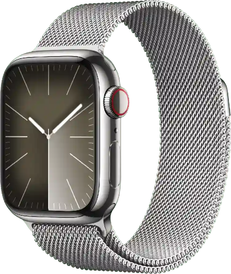 Apple Watch Series 9 GPS + Cellular, roestvrijstalen kast, 41 mm