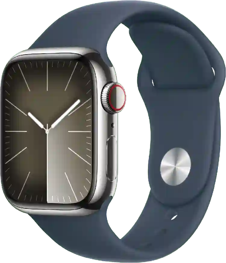 Apple Watch Series 9 GPS + Cellular, roestvrijstalen kast, 41 mm