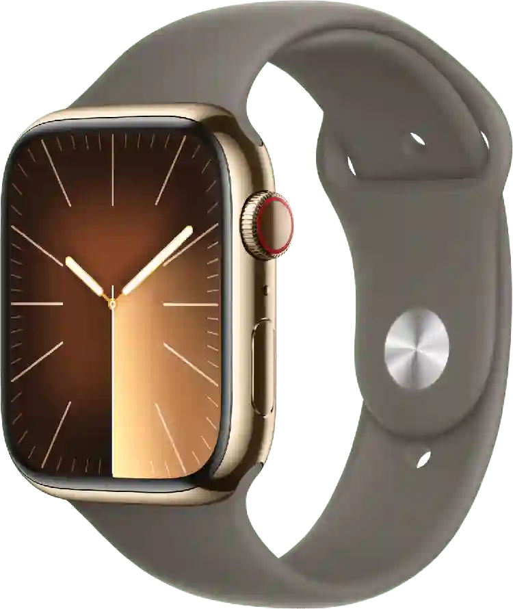 Apple Watch Series 9 GPS + Cellular, roestvrijstalen kast, 45 mm