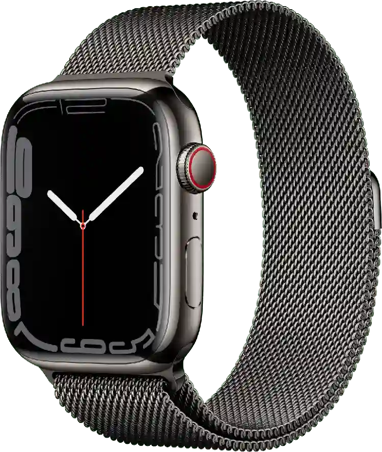 Apple Watch Series 7 GPS + Cellular, roestvrijstalen kast, 45 mm