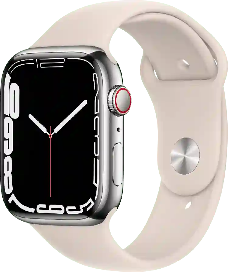 Apple Watch Series 7 GPS + Cellular, roestvrijstalen kast, 41 mm