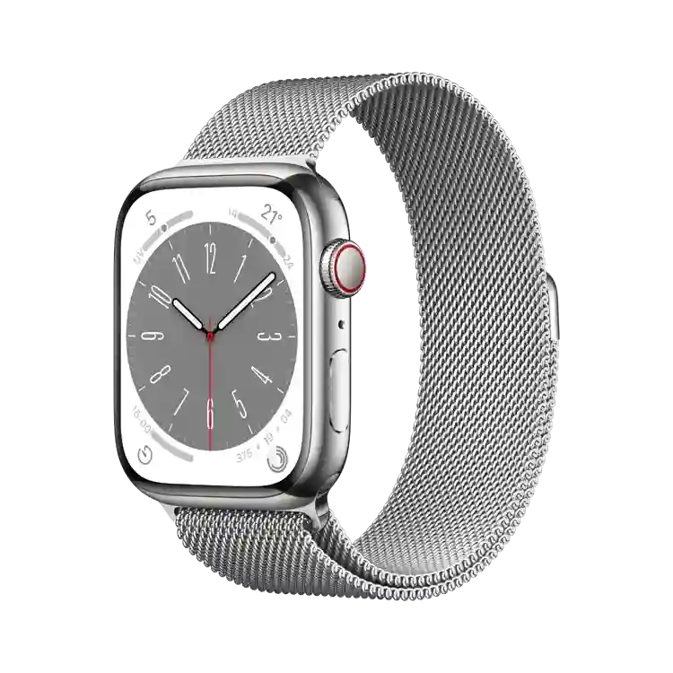 Apple Watch Series 8 GPS + Cellular, Roestvrij stalen kast, 45 mm