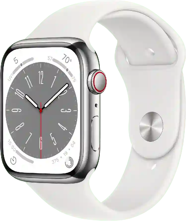 Apple Watch Series 8 GPS + Cellular, Roestvrij stalen kast, 45 mm