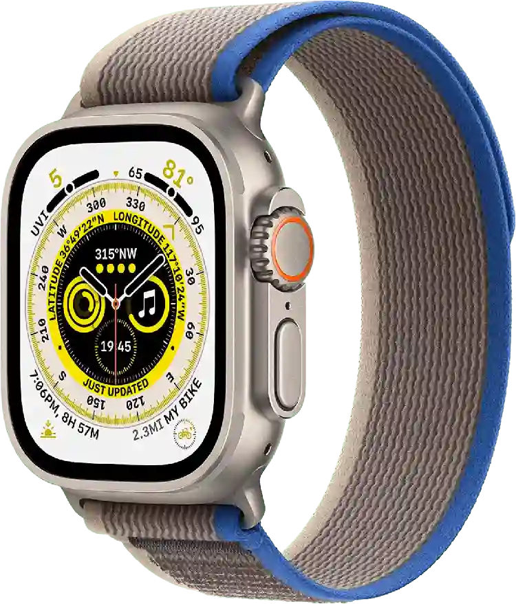 Apple Watch Ultra GPS + Cellular, titanium behuizing, 49mm