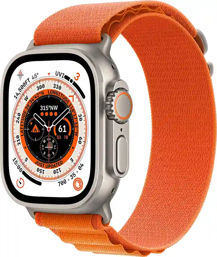 Apple Watch Ultra GPS + Cellular, titanium behuizing, 49mm