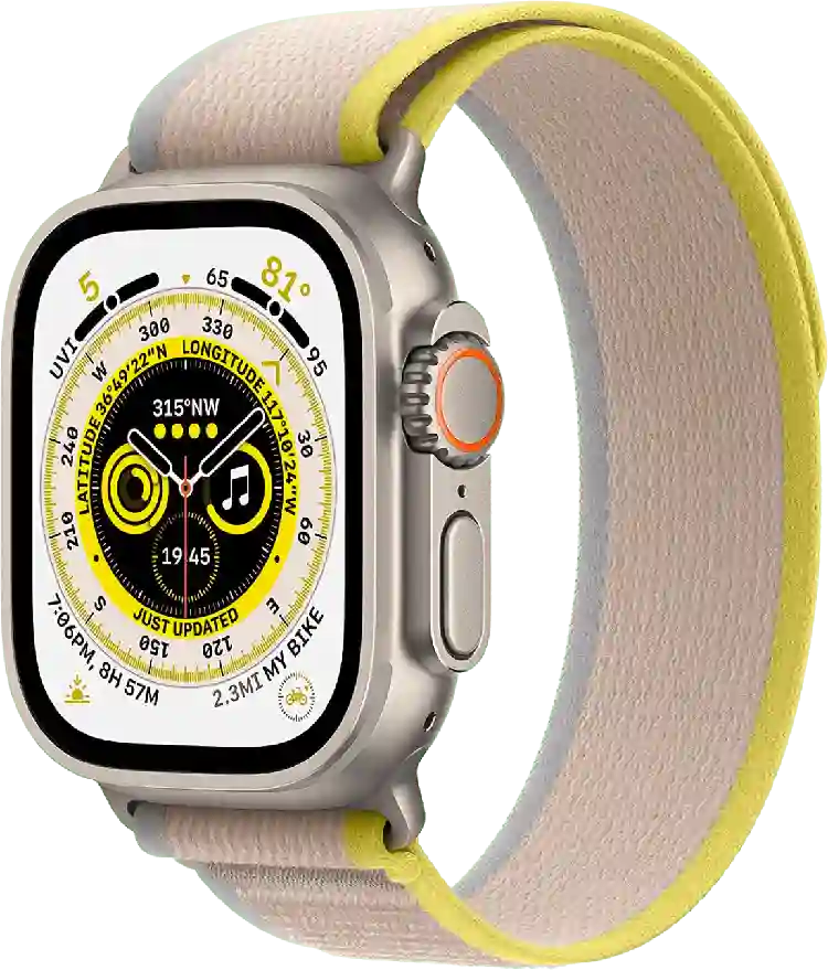 Apple Watch Ultra GPS + Cellular, titanium behuizing, 49mm