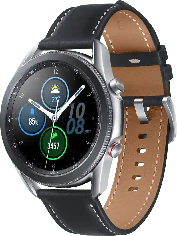 Samsung Galaxy Watch3 (LTE), 45mm Stainless steel case, Real leather band
