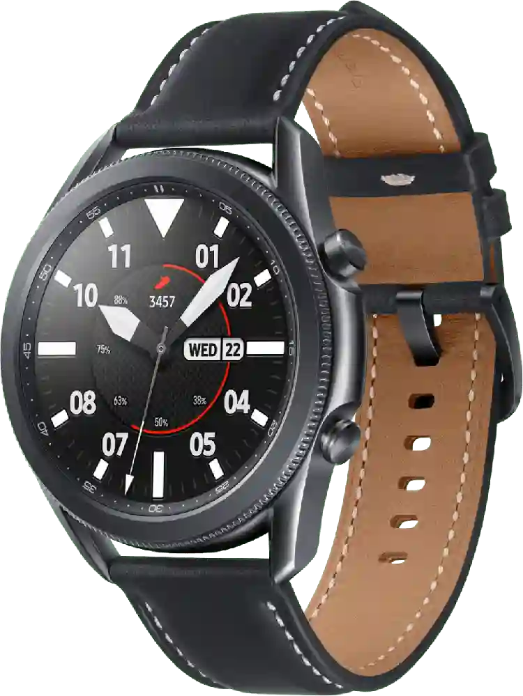 Samsung Galaxy Watch3, 45mm Stainless steel case, Real leather band