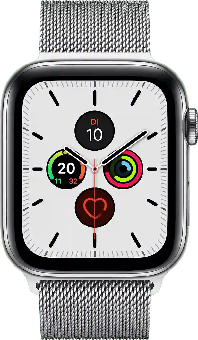 Apple Watch Series 5 GPS + Cellular, roestvrijstalen, 44 mm